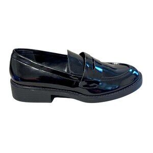 Madden Girl Womens Black Patent Leather Loafers Size 8M Slip-On Round Toe NWOB